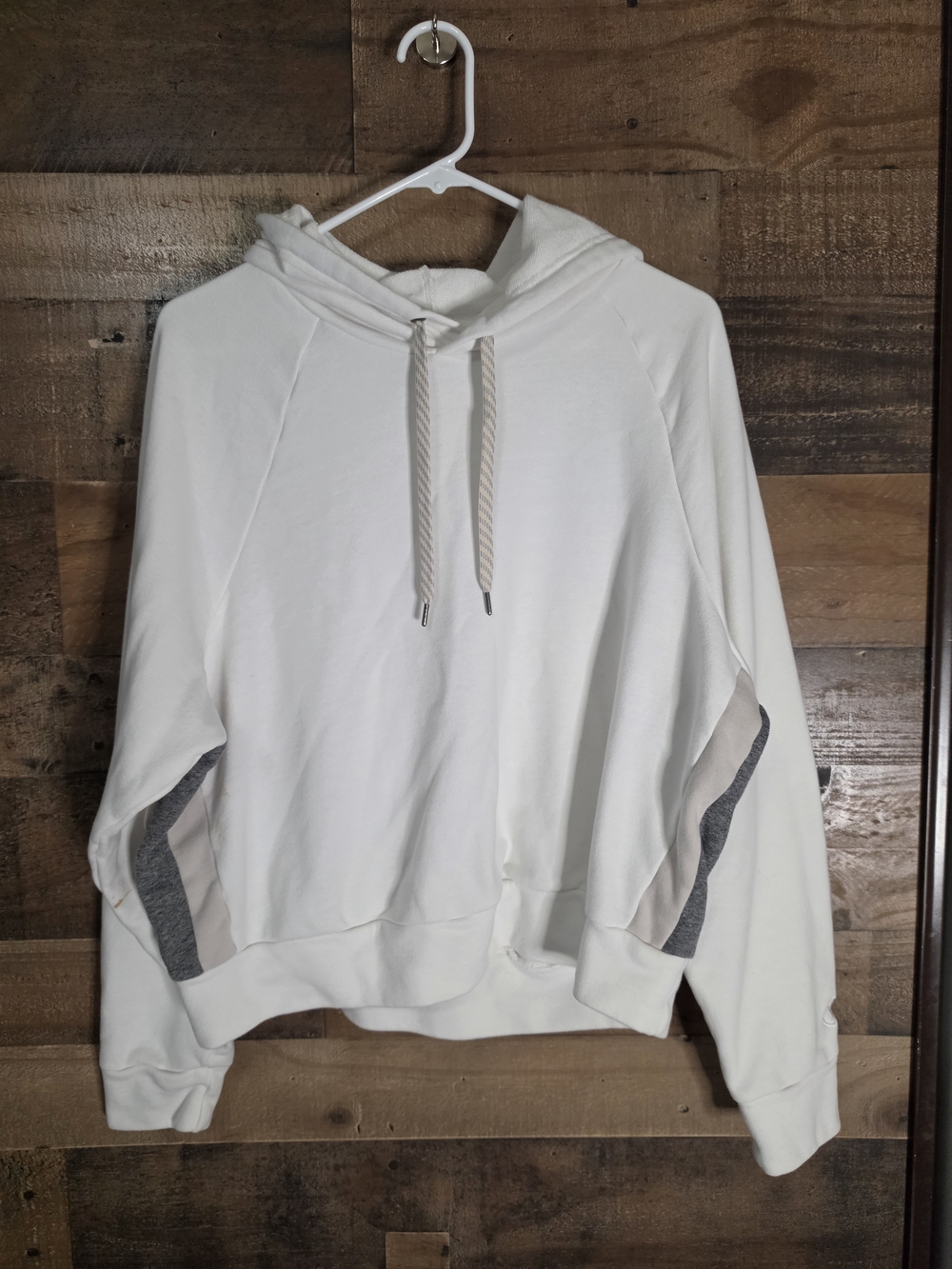 Vuori With Flaws White Hoodie with Gray and Tan Accents